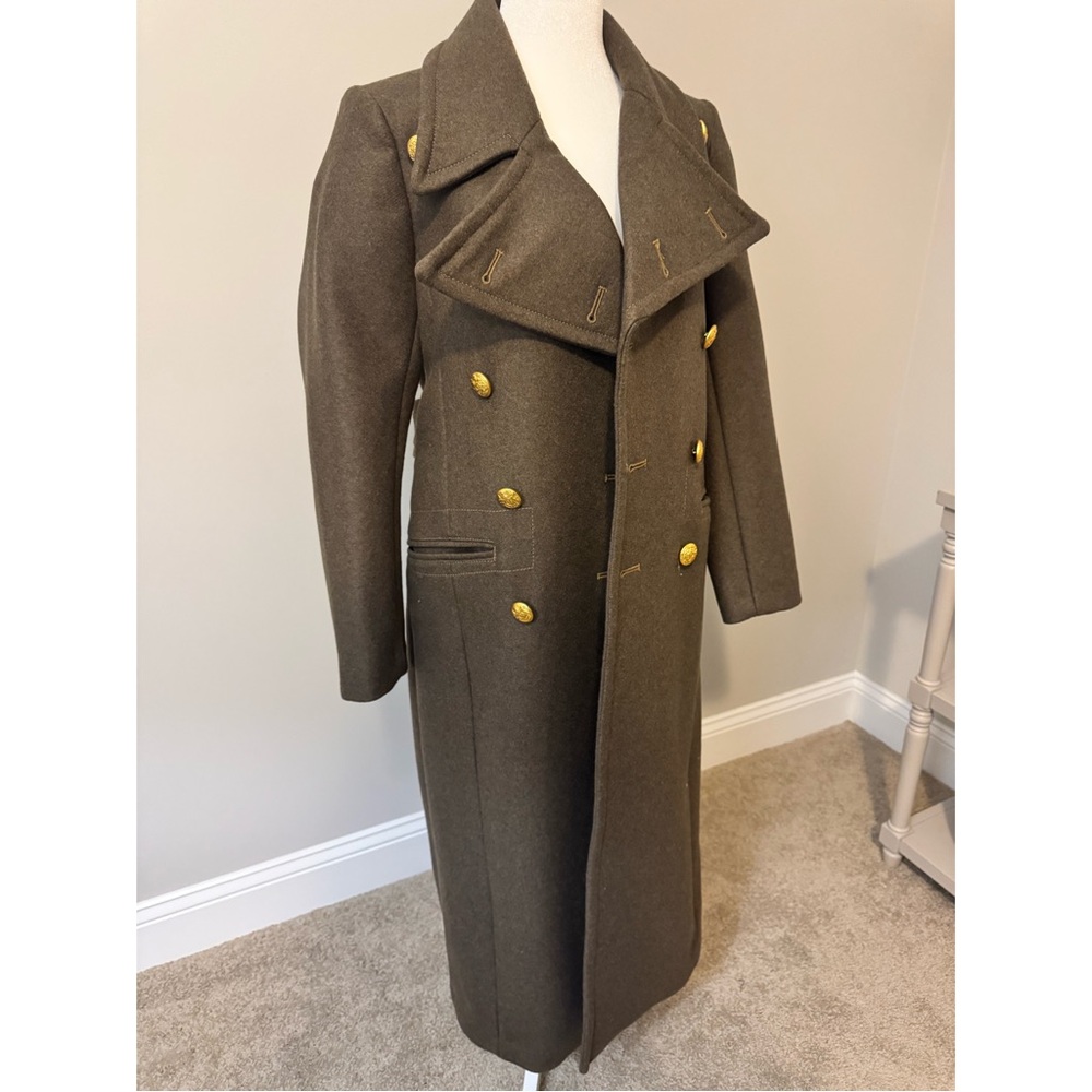 Double-Breasted Wool Coat with Gold Buttons
